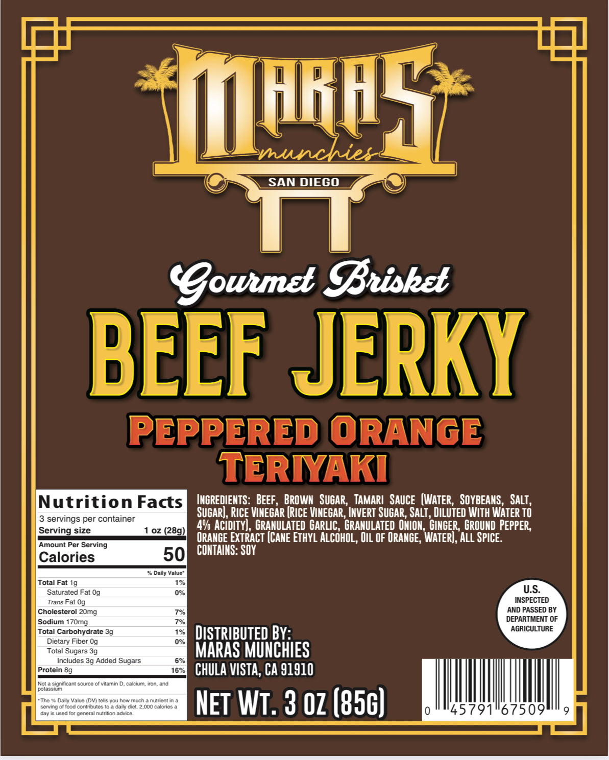 Gourmet Brisket Jerky(PEPPER ORANGE TERIYAKI )